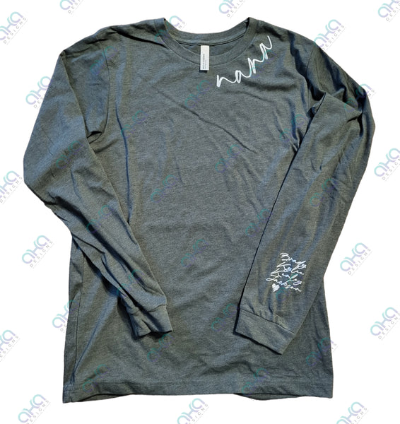 Personalized Mom/Grandma/Aunt long sleeve tee with names on arm