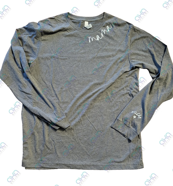 Personalized Mom/Grandma/Aunt long sleeve tee with names on arm