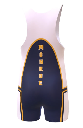 Navy & White Monroe Hornets Wrestling Singlet (Fully Sublimated)