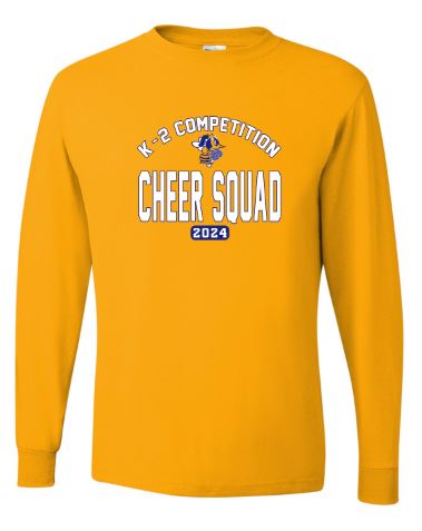 2024 Adult K-2 Cheer Competition Gold Long Sleeve Tee