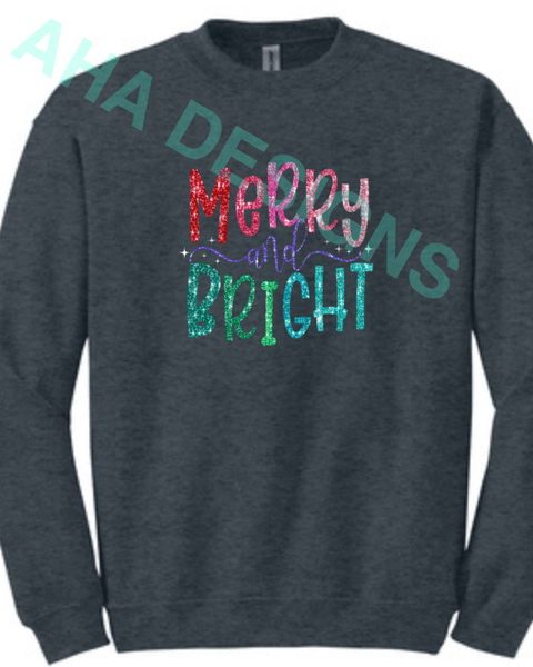 Monroe Primary Merry & Bright Crewneck Sweatshirt - Ordering Ends 11/25 Unisex Small / Dark Heather
