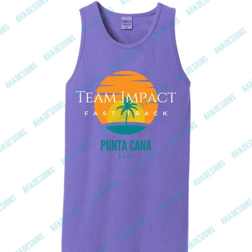 Punta Cana 2023 (Tree) Team Impact Fast Track Port & Company® Beach Wash® Garment-Dyed Tank Top