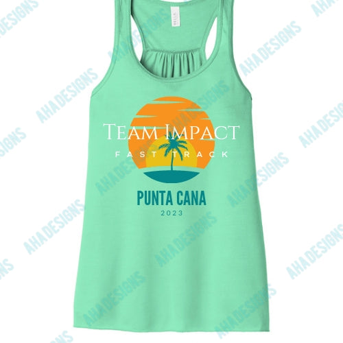 Punta Cana 2023 (Tree) Team Impact Fast Track BELLA+CANVAS ® Women’s Flowy Racerback Tank