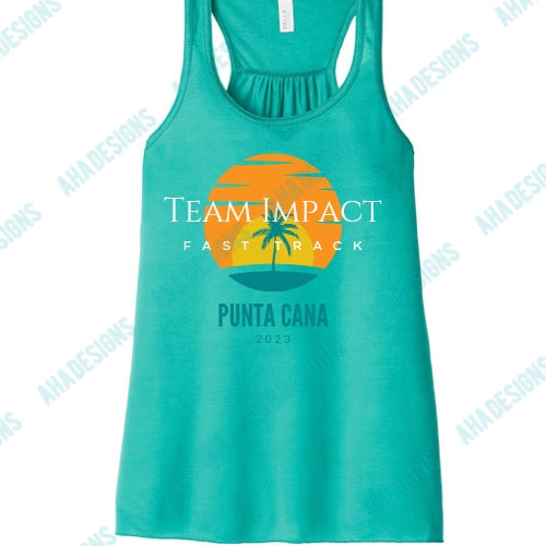 Punta Cana 2023 (Tree) Team Impact Fast Track BELLA+CANVAS ® Women’s Flowy Racerback Tank