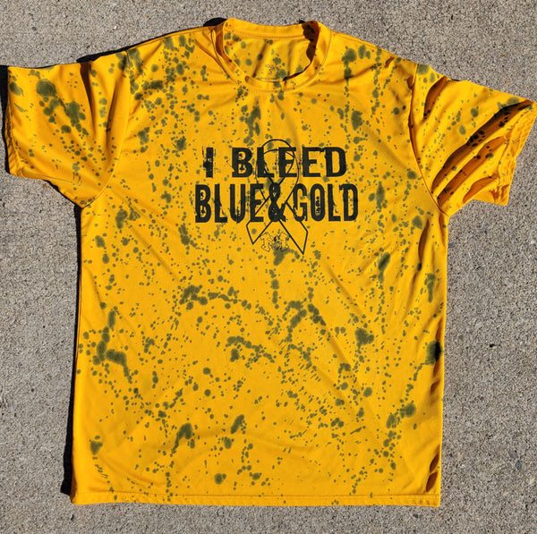 RTS 'I BLEED BLUE & GOLD' splatter athletic tee
