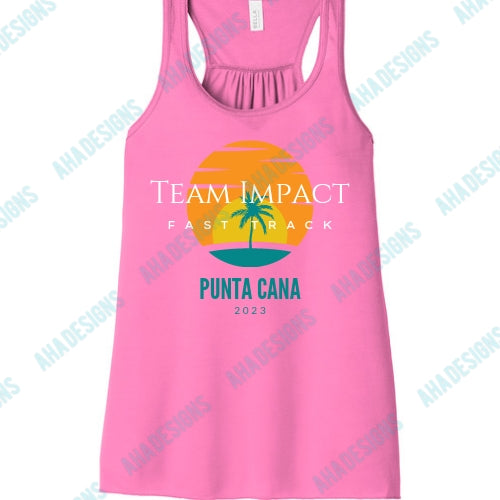 Punta Cana 2023 (Tree) Team Impact Fast Track BELLA+CANVAS ® Women’s Flowy Racerback Tank