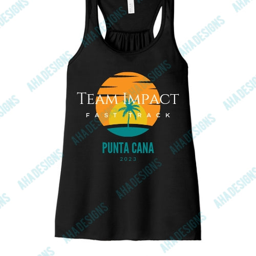 Punta Cana 2023 (Tree) Team Impact Fast Track BELLA+CANVAS ® Women’s Flowy Racerback Tank
