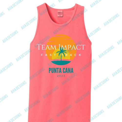 Punta Cana 2023 (Tree) Team Impact Fast Track Port & Company® Beach Wash® Garment-Dyed Tank Top