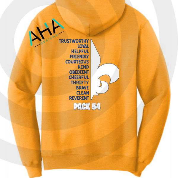 Pack 54 Cub Scouts "Scout Leader" Gold Hoodie