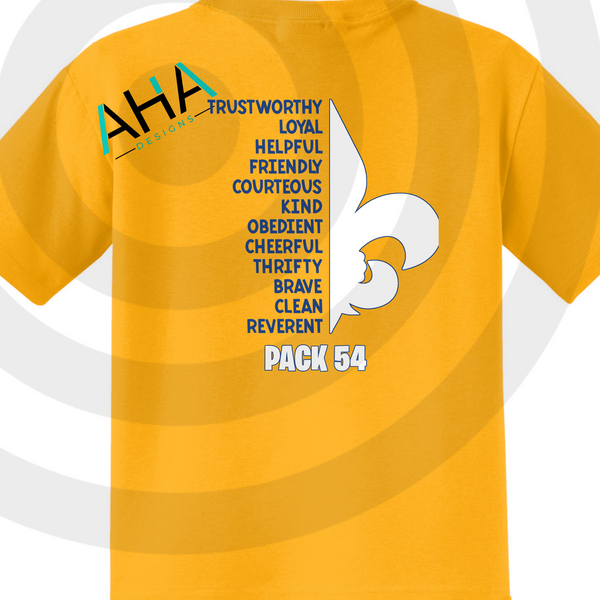 Pack 54 Cub Scouts "Scout Leader" Gold Tee