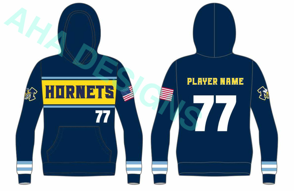 2024 Monroe Hornets Baseball Navy/Gold Fully Sublimated Hoodie