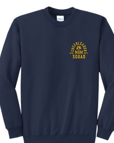 Distressed Cheerleader Mom Squad Gold or Navy Crewneck Sweatshirt