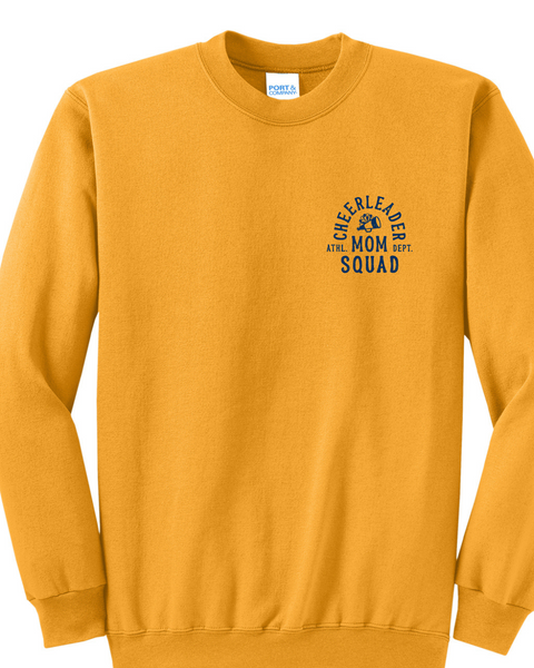 Distressed Cheerleader Mom Squad Gold or Navy Crewneck Sweatshirt