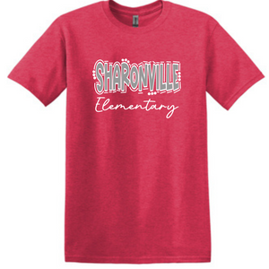 Adult Sharonville Elementary Red Heather T-shirt - ORDERING ENDS 11/16