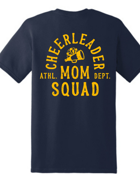Distressed Cheerleader Mom Squad Gold or Navy Tee