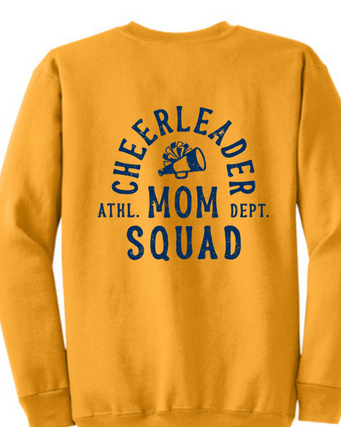 Distressed Cheerleader Mom Squad Gold or Navy Crewneck Sweatshirt