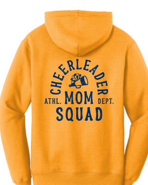 Distressed Cheerleader Mom Squad Gold or Navy Hoodie