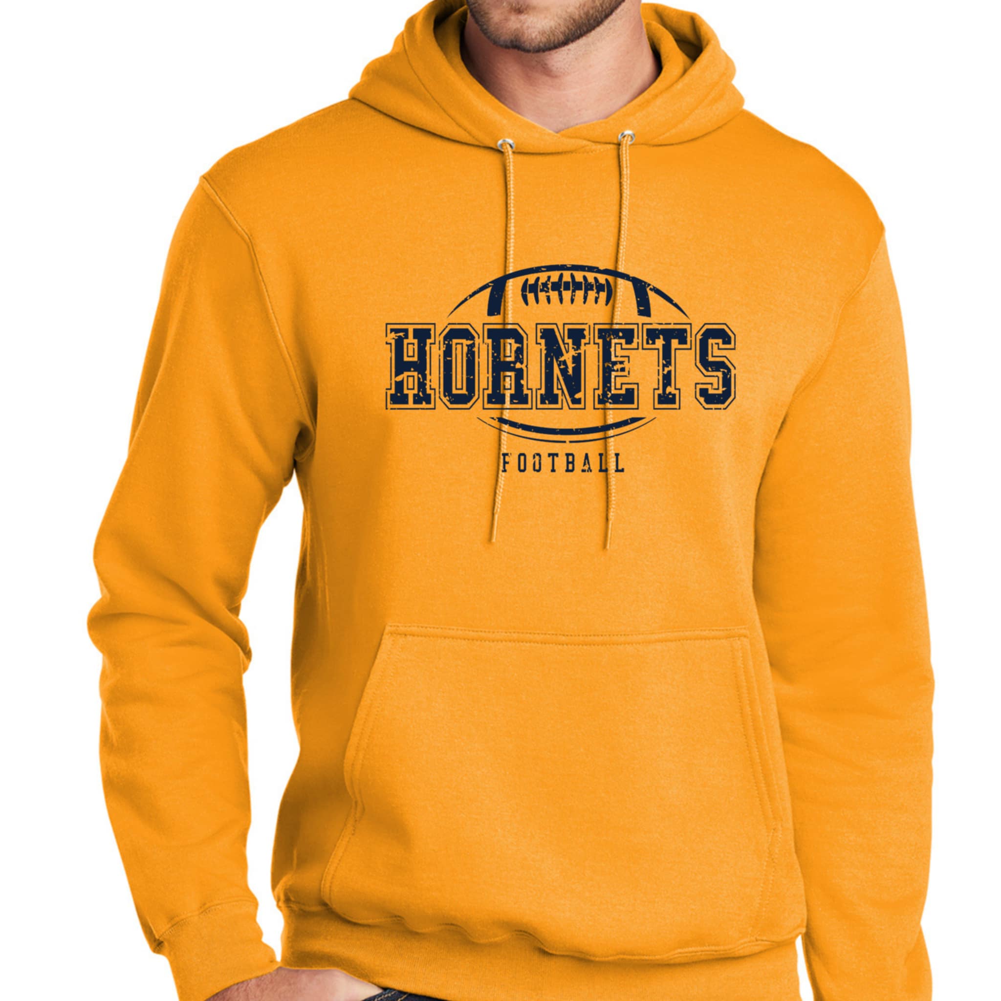 2025 Distressed Hornets Football Gold Hoodie