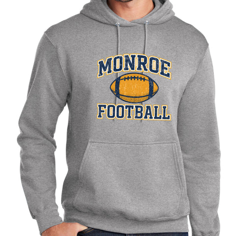 2025 Monroe Football Distressed Heather Gray Hoodie