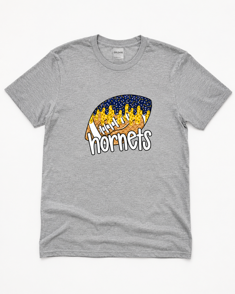 2026 Wee Hornet Football (Gray or White) Tee – Navy & Gold Hornets Drip