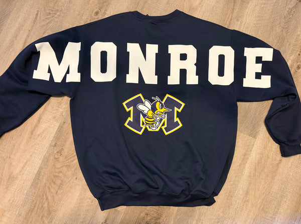 Navy Monroe Varsity Crewneck Sweatshirt