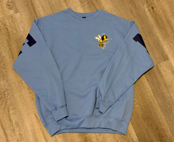 Carolina Blue Monroe Hornets Script Crewneck Sweatshirt