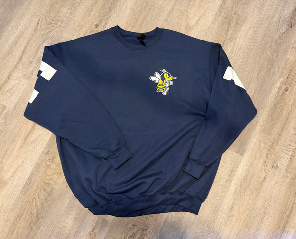 Navy Monroe Varsity Crewneck Sweatshirt