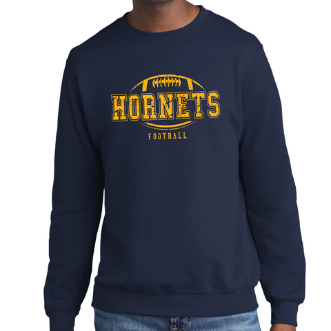 2025 Distressed Hornets Football Navy Crewneck Sweatshirt