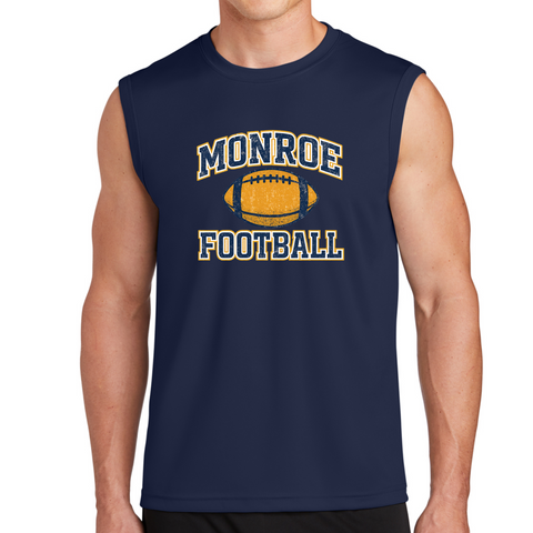 2025 Monroe Football True Navy Sleeveless Performance Tee