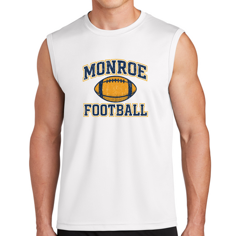 2025 Monroe Football White Sleeveless Performance Tee