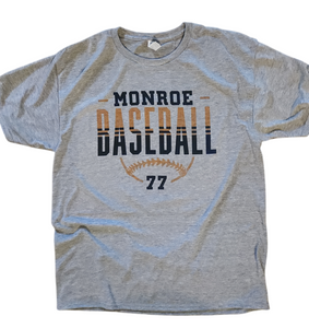 2025 Monroe Baseball Gray T-shirt with Number