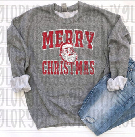 Distressed Merry Christmas Crewneck Sweatshirt