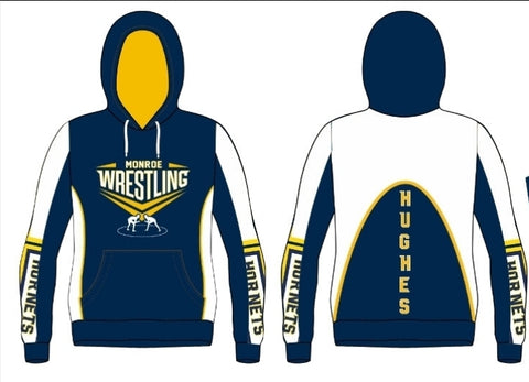 Navy and White Monroe Wrestling Fully Sublimated HOODIE