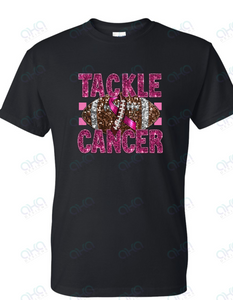 Tackle Cancer Breast Cancer Awareness Faux Sequin Tee