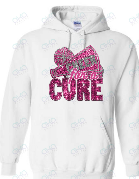 Cheer for a Cure Breast Cancer Awareness Faux Sequin Hoodie