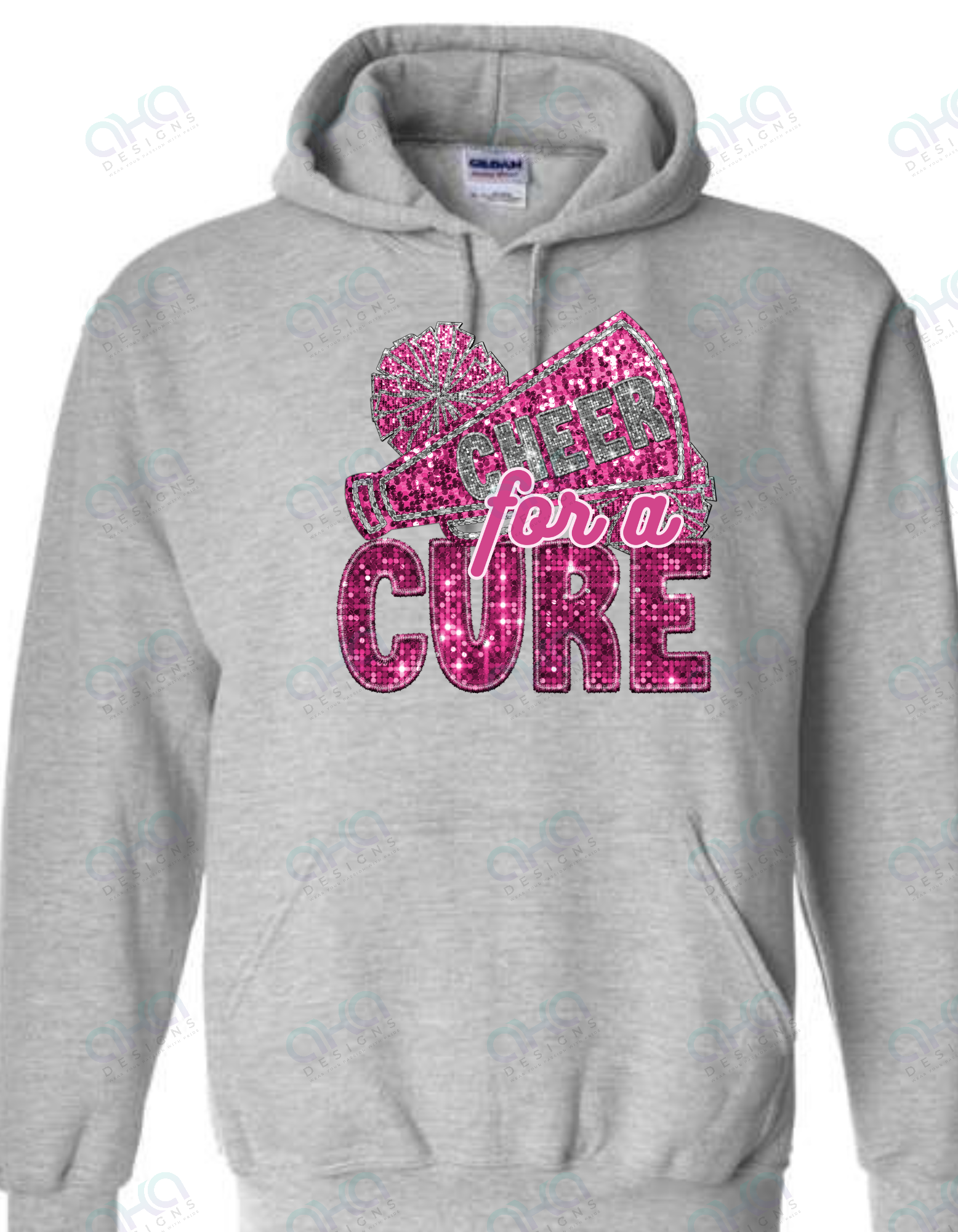 Cheer for a Cure Breast Cancer Awareness Faux Sequin Hoodie