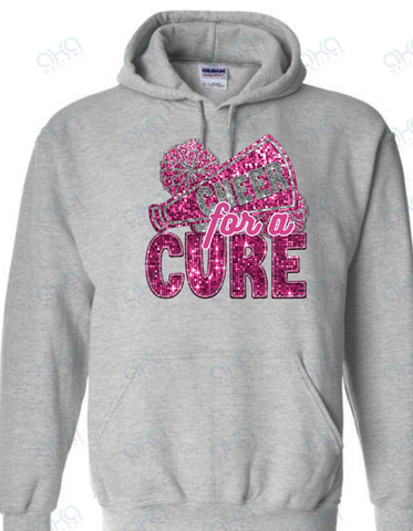 Cheer for a Cure Breast Cancer Awareness Faux Sequin Hoodie