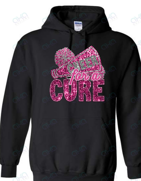 Cheer for a Cure Breast Cancer Awareness Faux Sequin Hoodie