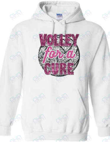 Volley for a Cure Volleyball Breast Cancer Awareness Faux Sequin Hoodie