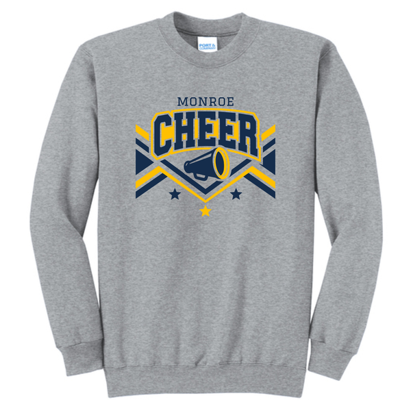 2026 Monroe Cheer Crewneck Gray Sweatshirt