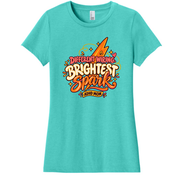 Different Wiring, Brightest Spark – ADHD Mom Women’s Tee — Aqua Heather