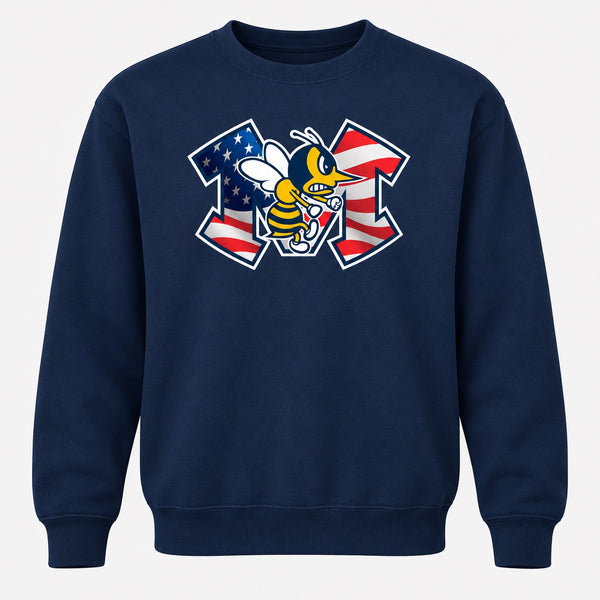 American Flag Hornet fundraiser crewneck sweatshirt in Navy