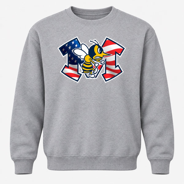 American Flag Hornet fundraiser crewneck sweatshirt in Sport Gray