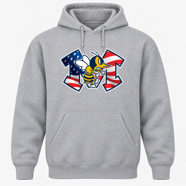 American Flag Hornet fundraiser hoodie in Sport Gray