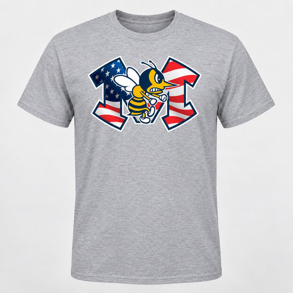 American Flag Hornet fundraiser T-shirt in Sport Gray