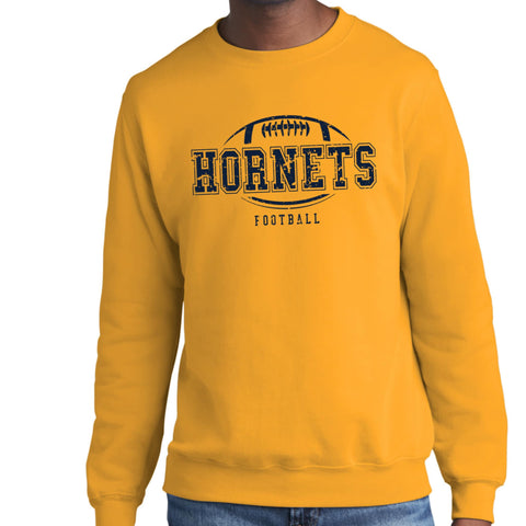 2025 Distressed Hornets Football Gold Crewneck Sweatshirt