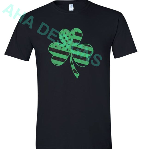 Distressed Flag Shamrock Black Tee