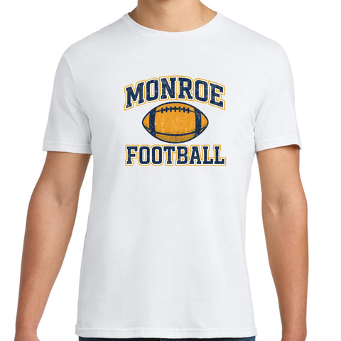 2025 Monroe Football Distressed White Tee