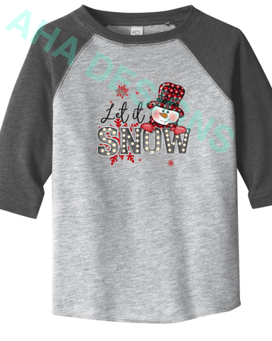 Let It Snow Toddler Rabbit Skins Baseball Tee - Ordering Ends 11/25 2T / Vintage Heather/Vintage