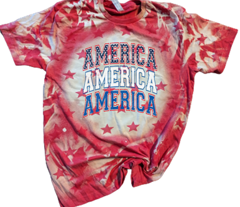 Denim or Red Bleached America Star Code Five T-shirt